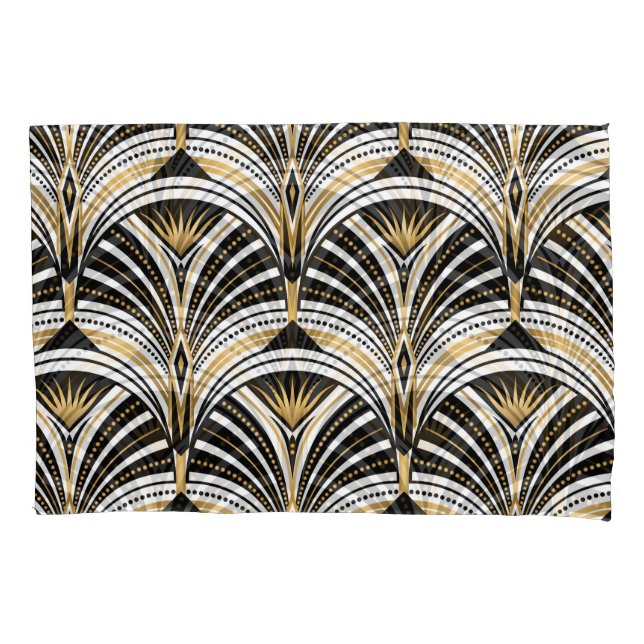 Art Deco Gold Black Elegance: Roaring Twenties Pillow Case (Front)