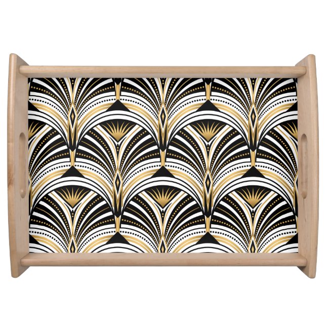 Art Deco Gold Black Elegance: Roaring Twenties Serving Tray (Front)