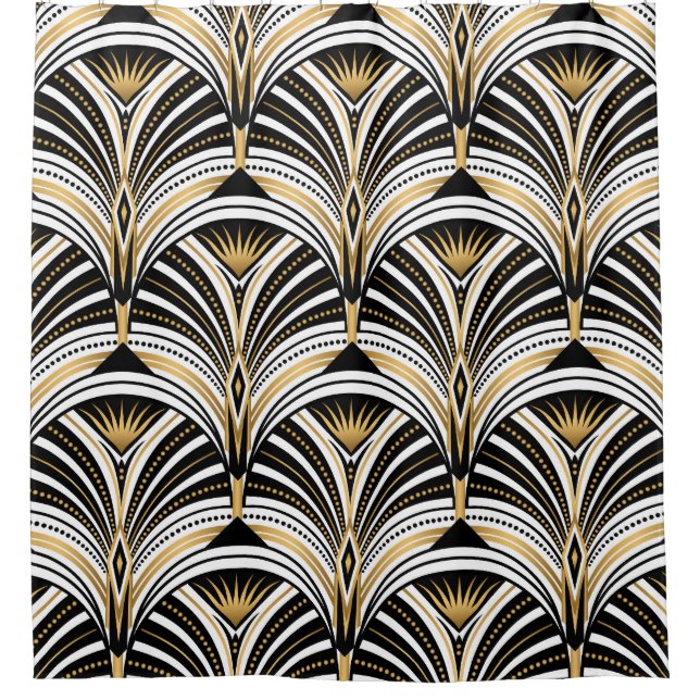 Art Deco Gold Black Elegance: Roaring Twenties Shower Curtain (Front)