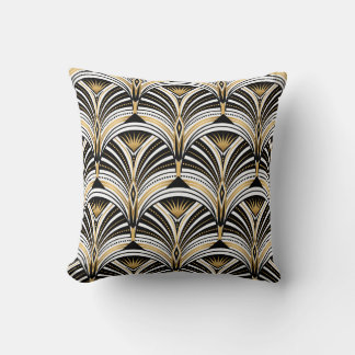 Art Deco Gold Black Elegance: Roaring Twenties Throw Pillow