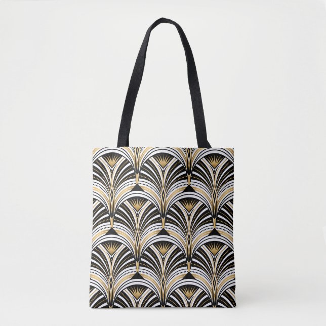 Art Deco Gold Black Elegance: Roaring Twenties Tote Bag (Front)