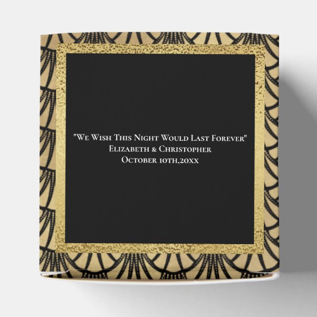 Art Deco Gold Black Gatsby 1920's Wedding Favor Boxes (Top)