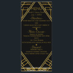 Art Deco Gold & Black Glamour Wedding Menu Card<br><div class="desc">Art Deco Gold & Black Glamour Wedding Menu Card. Matching items in this design are available.</div>