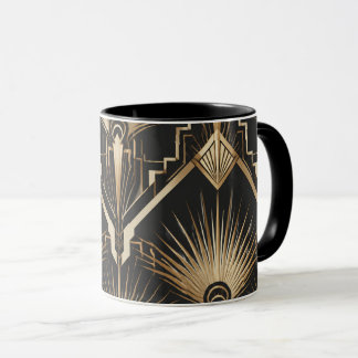 Art Deco Gold Black Luxury Mug Great Gatsby Style