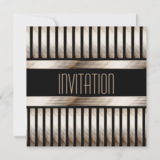 Art Deco Gold Black Sepia Invitation (Front)