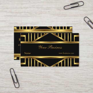 Art Deco Gold Black Stripe Elegant Classy Business Card