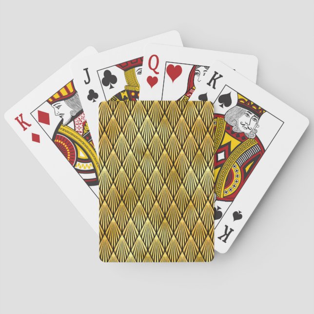 Art Deco Gold & Black Sunburst Pattern Poker Cards (Back)