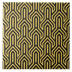 Art Deco gold black tiled pattern  Ceramic Tile
