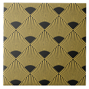 Art Deco gold black tiled pattern  Ceramic Tile