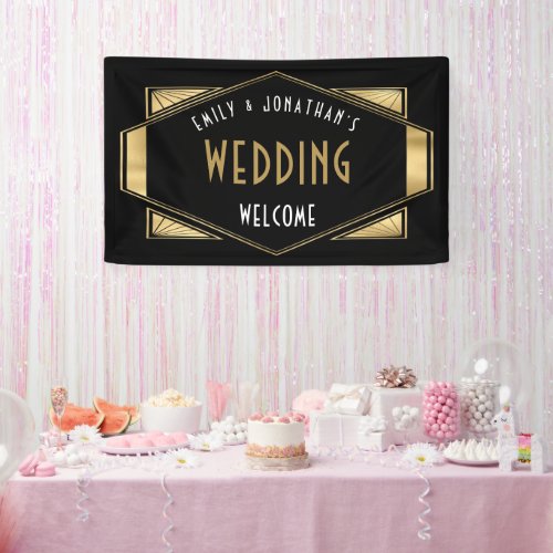 Art Deco Gold Black Welcome to Wedding Banner