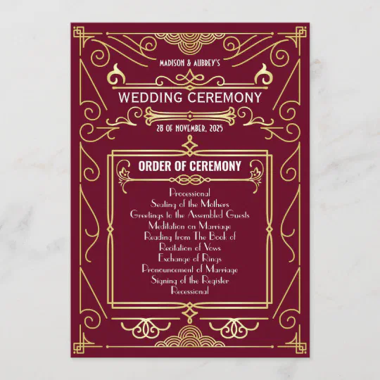 Art Deco Ceremony Program