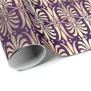 Art Deco Gold Champaigne Purple Violet Amethyst Wrapping Paper