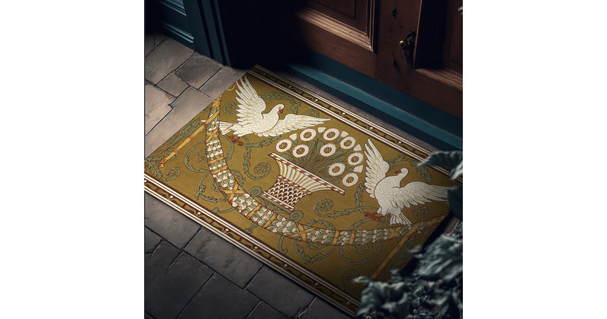 Art Deco Gold Doves by Walter Crane Doormat Zazzle