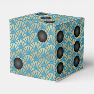 Art Deco Gold Fan Dice or Die Casino Party Favor Boxes