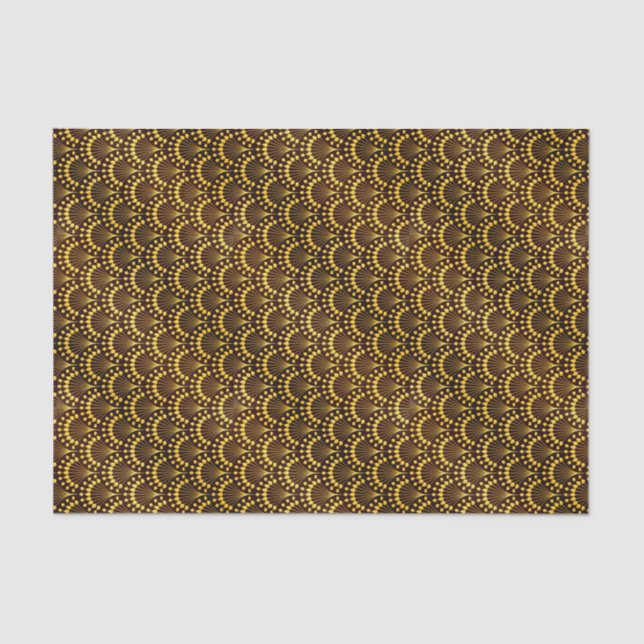 Art Deco Gold Fan Pattern Tissue Paper (Front)