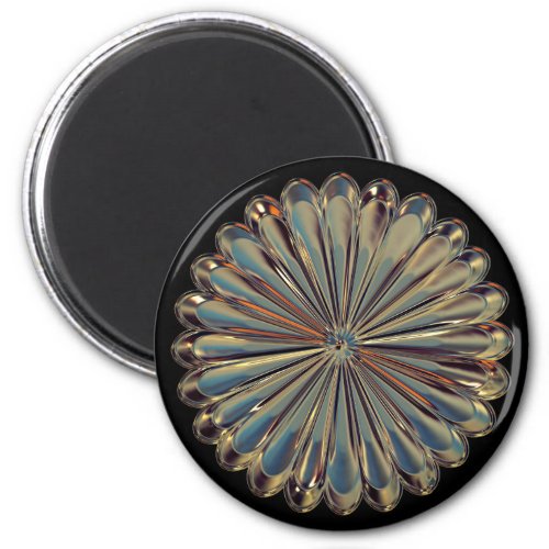 Art deco gold fan shell flower metallic look magnet