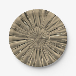 Art deco gold fan shell flower metallic look paper plates