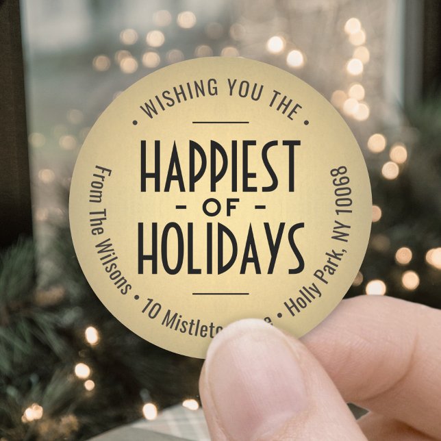 Art Deco Gold Faux Foil Xmas Return Address Labels (Creator Uploaded)