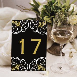 Art Deco Gold Festive Foliage Vintage Chic Holiday Table Number
