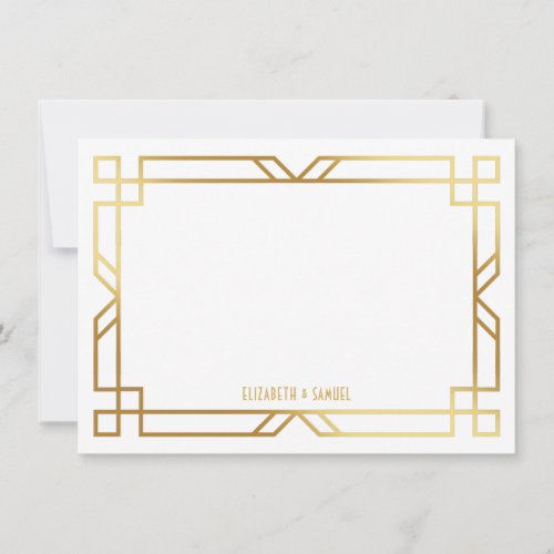 Art Deco Gold Frame Personalized Stationery Note Card