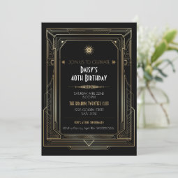 Art Deco Gold Frame Roaring Twenties Party Invitation | Zazzle