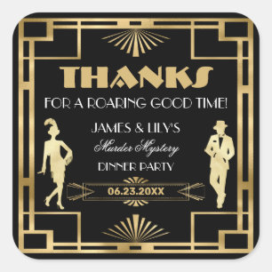 Art Deco Gold Gatsby Murder Mystery Roaring 20s  Square Sticker