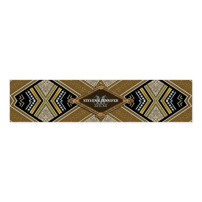 Art Deco Gold Glam with Custom Text Napkin Bands (Unfolded)