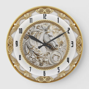 Art Deco Gold Horse Large Clock