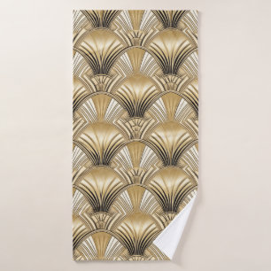 Art Deco gold ivory pattern Bath Towel