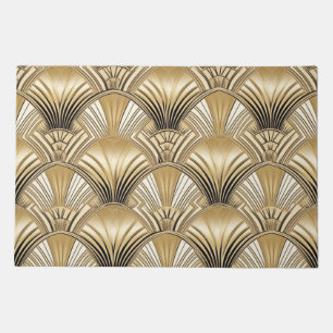 Art deco gold ivory pattern doormat