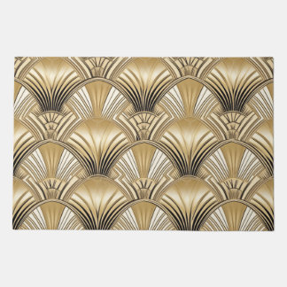 Art deco gold ivory pattern doormat