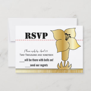 Art Deco Gold Lily Modern Typography Wedding