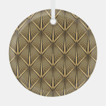 Art Deco Gold: Luxury Pattern. Glass Ornament