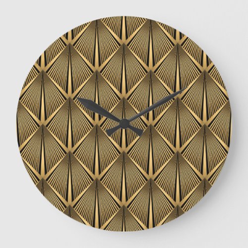 Art Deco Gold Luxury Pattern Large Clock
