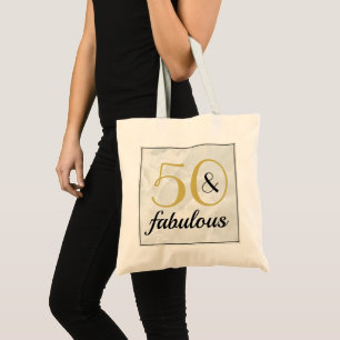 Art Deco Gold Marble 50 & Fabulous Birthday Party Tote Bag
