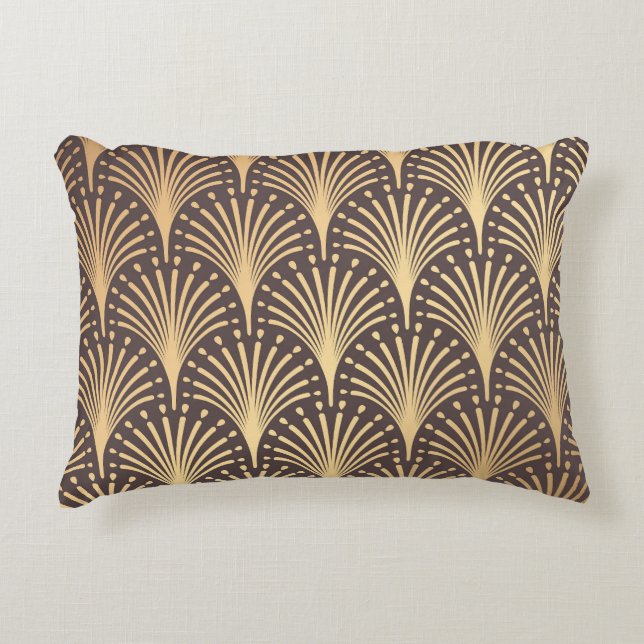 Art Deco Gold: Minimalistic Geometric Luxury Accent Pillow (Front)