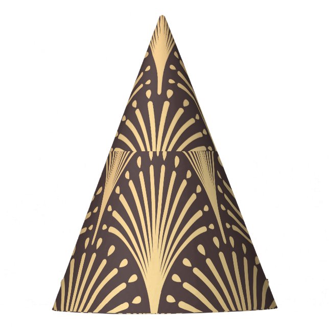 Art Deco Gold: Minimalistic Geometric Luxury Party Hat (Front)