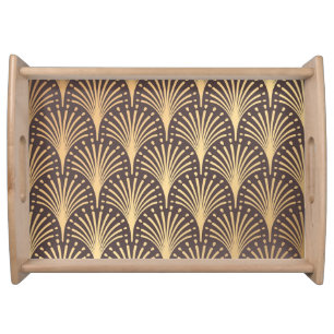 Art Deco Gold: Minimalistic Geometric Luxury Serving Tray