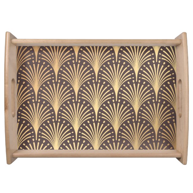 Art Deco Gold: Minimalistic Geometric Luxury Serving Tray (Front)