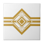 Art Deco Gold Mustard Yellow Geometric Border Ceramic Tile<br><div class="desc">Crisp art deco style gold geometric detail ornament decorative border ceramic tile on a white background. Please note that gold is a mustard yellow flat color print and is not an actual gold color. Crisp and original design,  perfect for modern or art deco vintage style interior.</div>