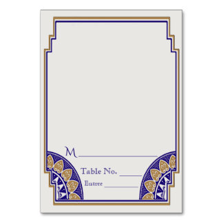 Art Deco Gold Navy Posh Place Card