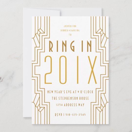 Art Deco Gold New Year&#039;s Eve Party Invitation | Zazzle.com