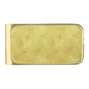 Art Deco Gold on Gold Diamond Pattern Finish Money Clip