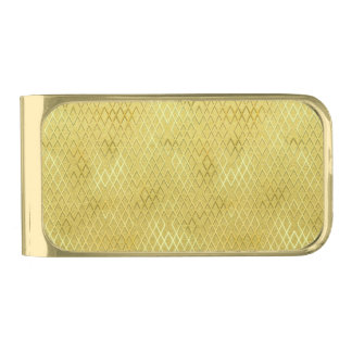 Art Deco Gold on Gold Diamond Pattern Finish Money Clip