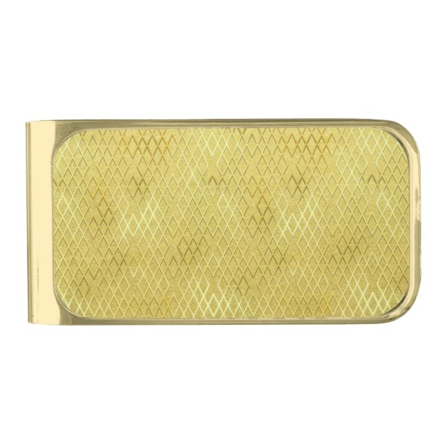 Art Deco Gold on Gold Diamond Pattern Finish Money Clip (Front)