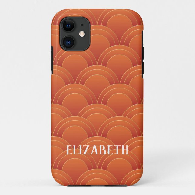 Art Deco Gold Orange Name Personalized Case-Mate iPhone Case (Back)