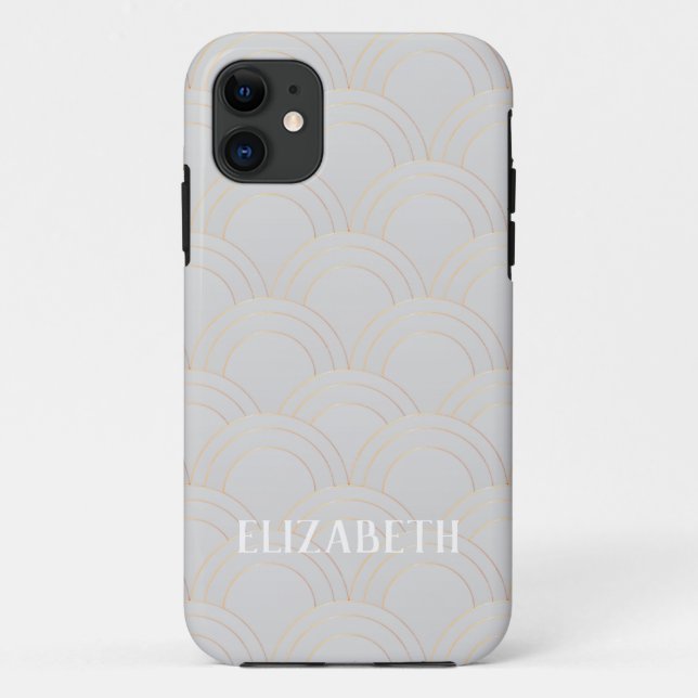 Art Deco Gold Oyster White Name Personalized Case-Mate iPhone Case (Back)