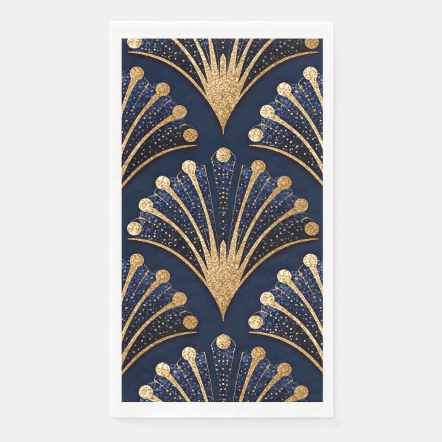 Art Deco Gold Pattern Paper Guest Towels (Front)