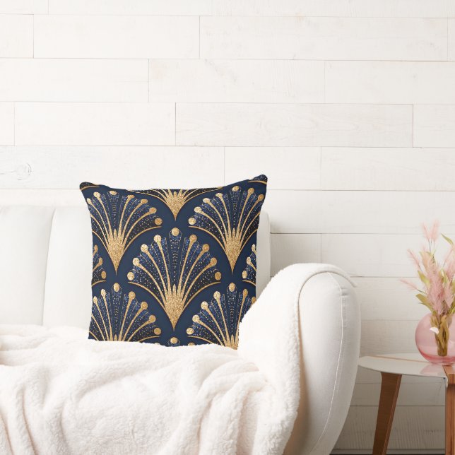 Art Deco Gold Pattern Throw Pillow (Couch)