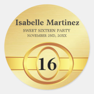 Art Deco Gold Personalized Sweet 16 Sticker